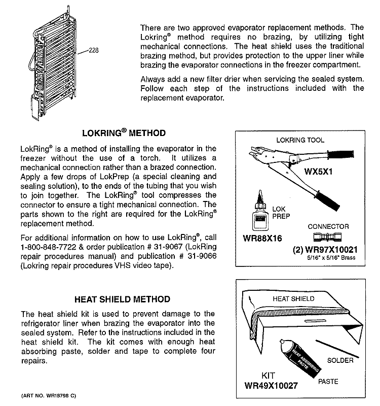 EVAPORATOR INSTRUCTIONS Diagram and Parts List for PSC23MGMAWW  General Electric Refrigerator