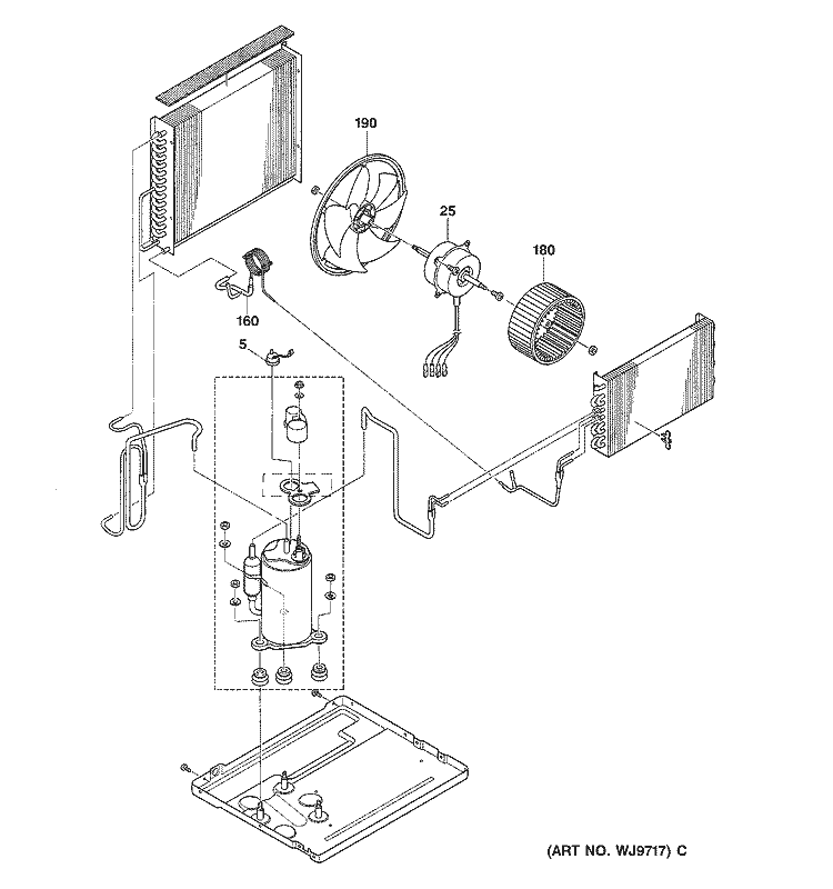 SEALED SYSTEM COMPONENTS Diagram and Parts List for AUV06LAT1  General Electric Air Conditioner