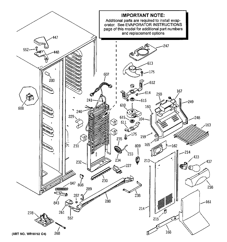FREEZER SECTION Diagram and Parts List for PSS25SGMABS  General Electric Refrigerator