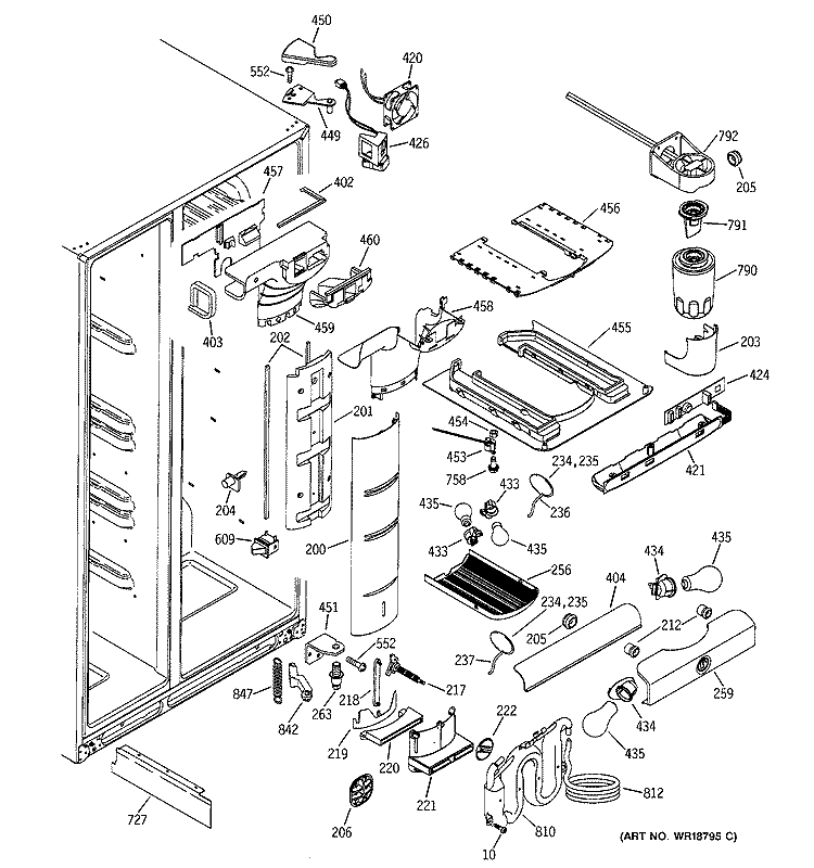 FRESH FOOD SECTION Diagram and Parts List for PSS25SGMABS  General Electric Refrigerator
