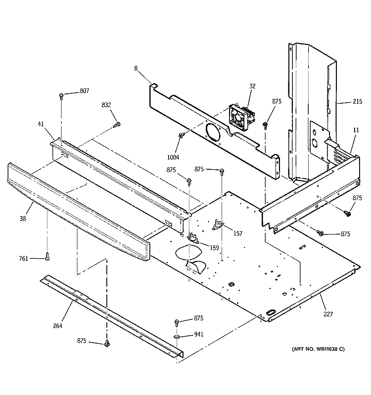 CENTER SPACER Diagram and Parts List for JTP47SC2SS  General Electric Wall Oven