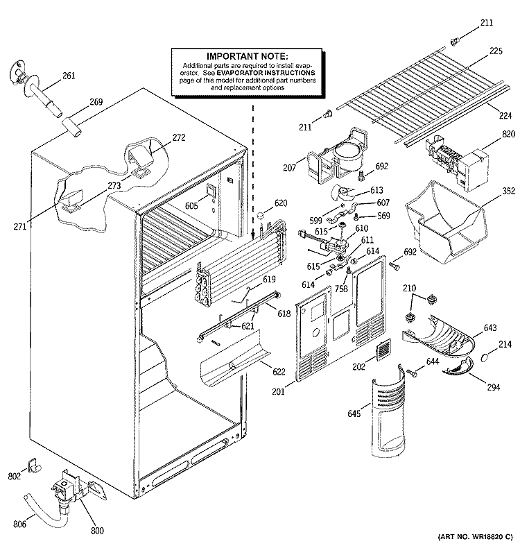 FREEZER SECTION Diagram and Parts List for STS18ICMARWW  General Electric Refrigerator