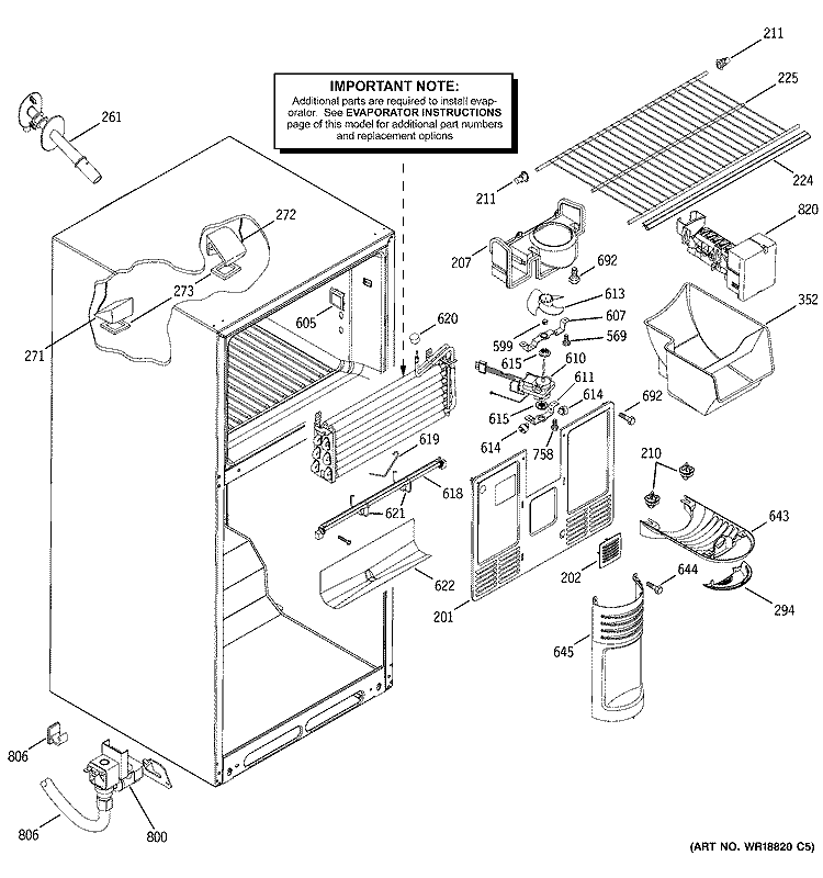 FREEZER SECTION Diagram and Parts List for GTS18YCMARWW  General Electric Refrigerator