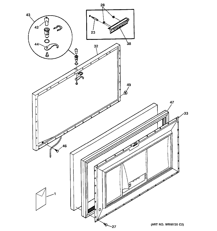 FREEZER DOOR Diagram and Parts List for FCM7SMAWH  General Electric Freezer