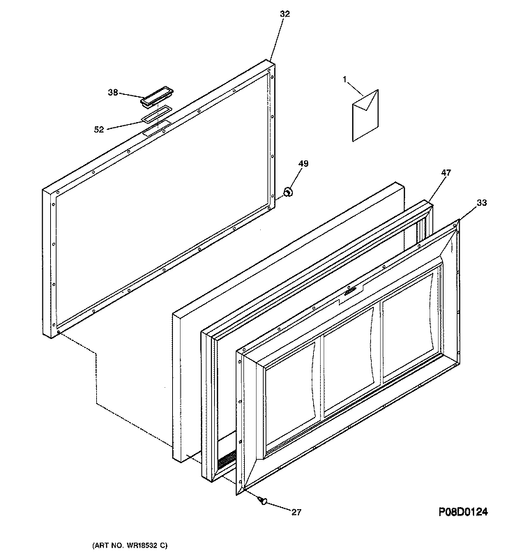 FREEZER DOOR Diagram and Parts List for FCM5FMAWH  General Electric Freezer