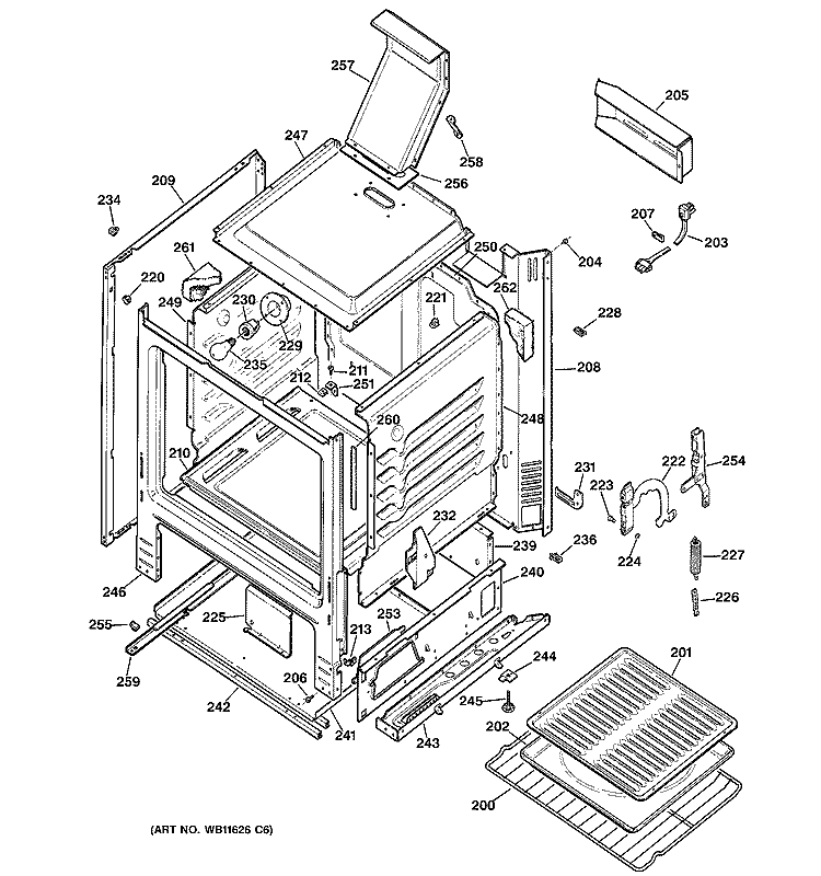 BODY PARTS Diagram and Parts List for RGB532BEA4AD  Hotpoint Range