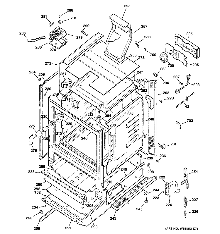 BODY PARTS Diagram and Parts List for RGB745WEA5WW  Hotpoint Range