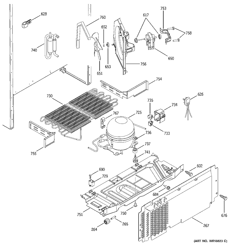 UNIT PARTS Diagram and Parts List for GTS19QBMARBB  General Electric Refrigerator