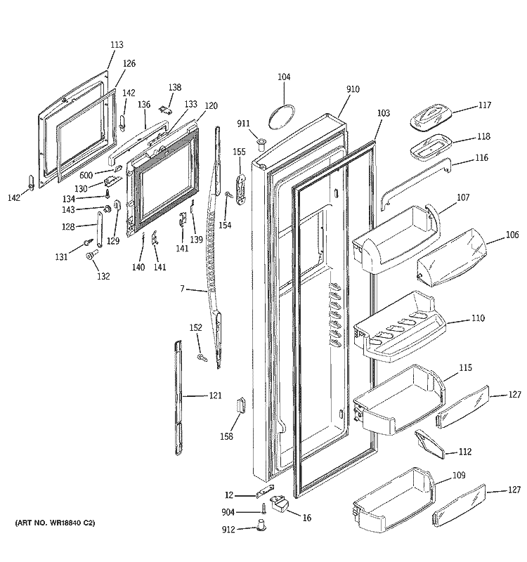 FRESH FOOD DOOR Diagram and Parts List for PSS27NHMACC  General Electric Refrigerator