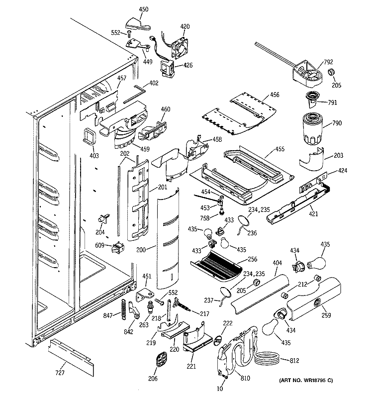 FRESH FOOD SECTION Diagram and Parts List for PSS27NHMACC  General Electric Refrigerator