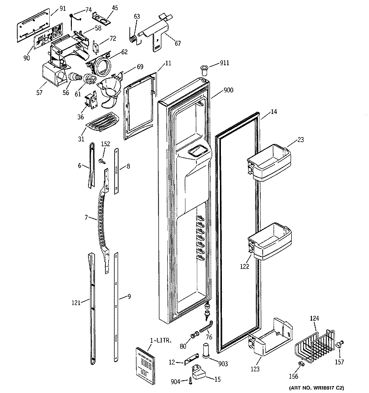 FREEZER DOOR Diagram and Parts List for ESS25LGMACC  General Electric Refrigerator