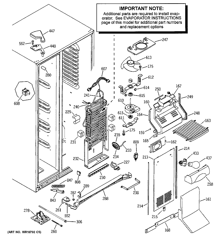 FREEZER SECTION Diagram and Parts List for PSC23NGMABB  General Electric Refrigerator