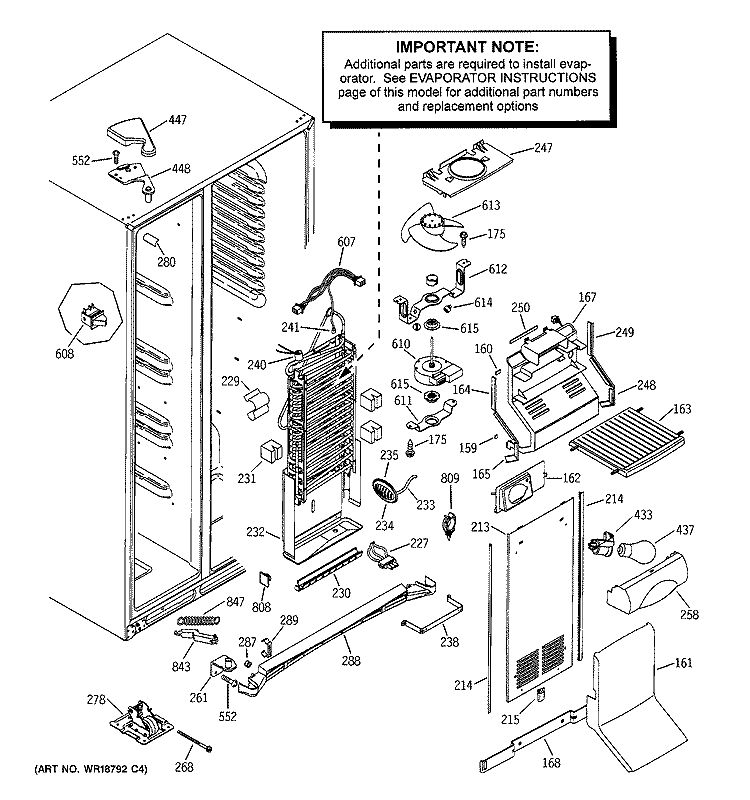 FREEZER SECTION Diagram and Parts List for PSS25NGMAAA  General Electric Refrigerator