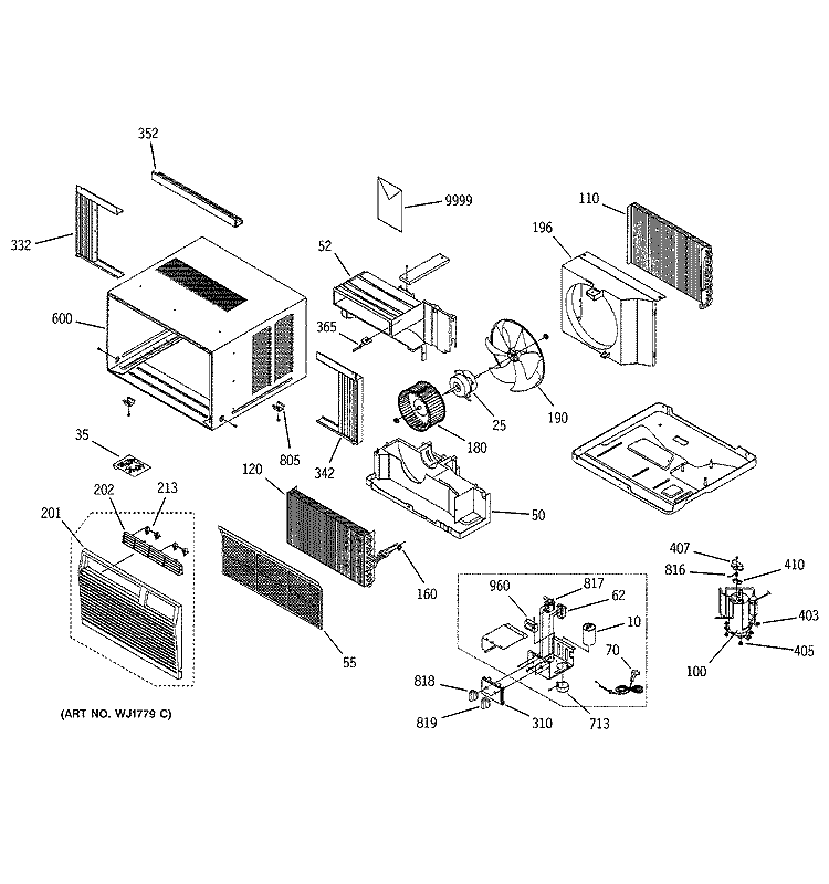 ROOM AIR CONDITIONER Diagram and Parts List for AST08FAS1  General Electric Air Conditioner