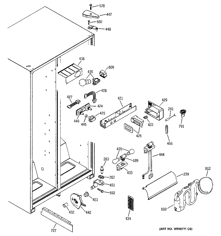 FRESH FOOD SECTION Diagram and Parts List for GSS22JEMBWW  General Electric Refrigerator