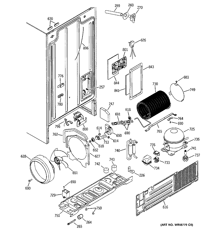 UNIT PARTS Diagram and Parts List for GSS22JEMBWW  General Electric Refrigerator