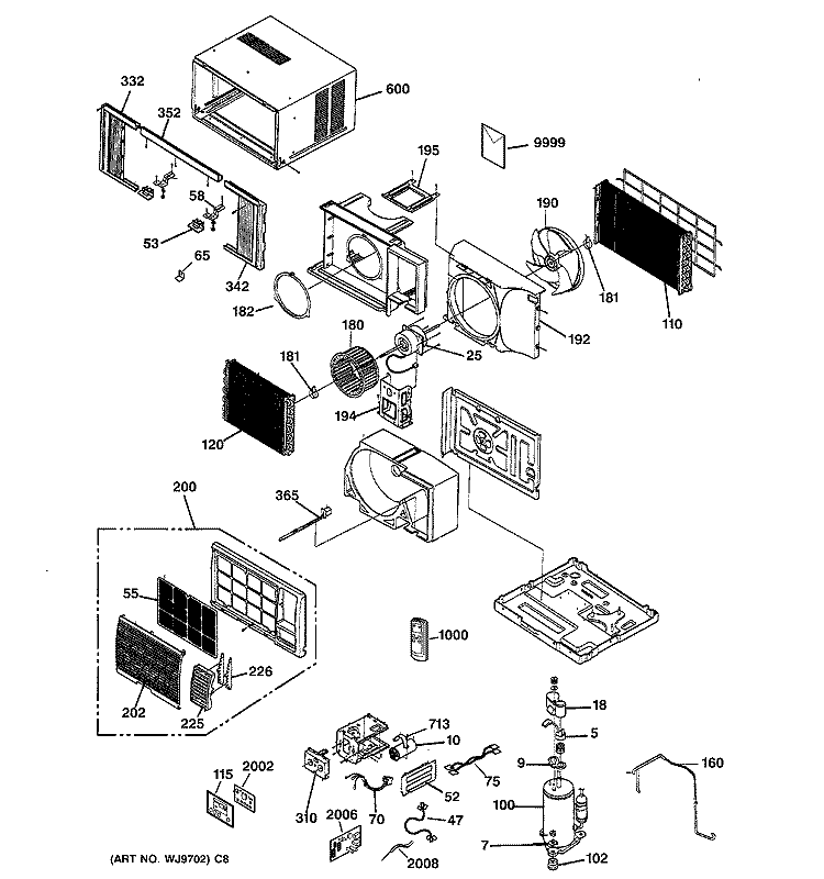 ROOM AIR CONDITIONER Diagram and Parts List for AGD08FAM2  General Electric Air Conditioner
