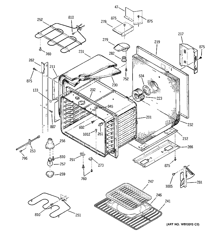 UPPER BODY PARTS Diagram and Parts List for JTP45BA4BB  General Electric Wall Oven