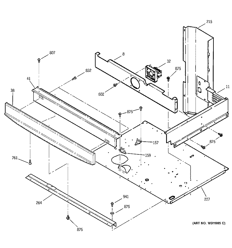CENTER SPACER Diagram and Parts List for JTP45BA4BB  General Electric Wall Oven