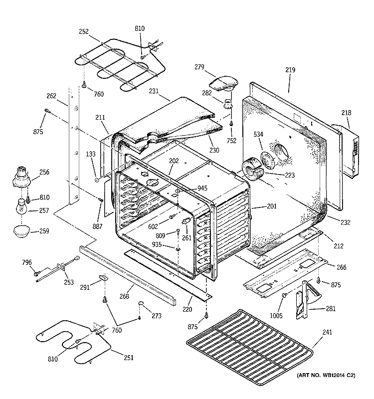 LOWER BODY PARTS Diagram and Parts List for JTP45BA4BB  General Electric Wall Oven
