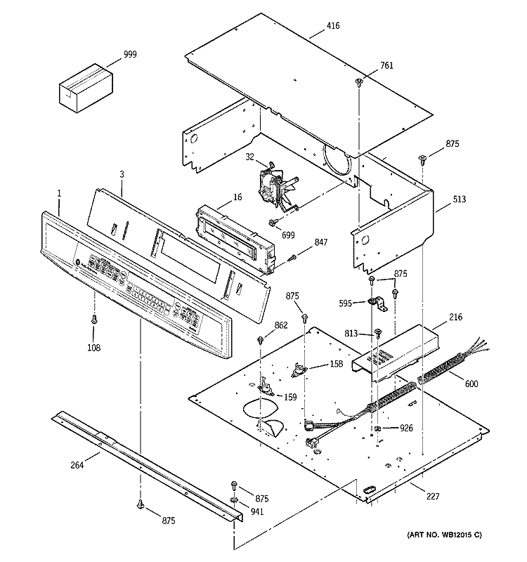 CONTROL PANEL Diagram and Parts List for JTP56AA4AA  General Electric Wall Oven