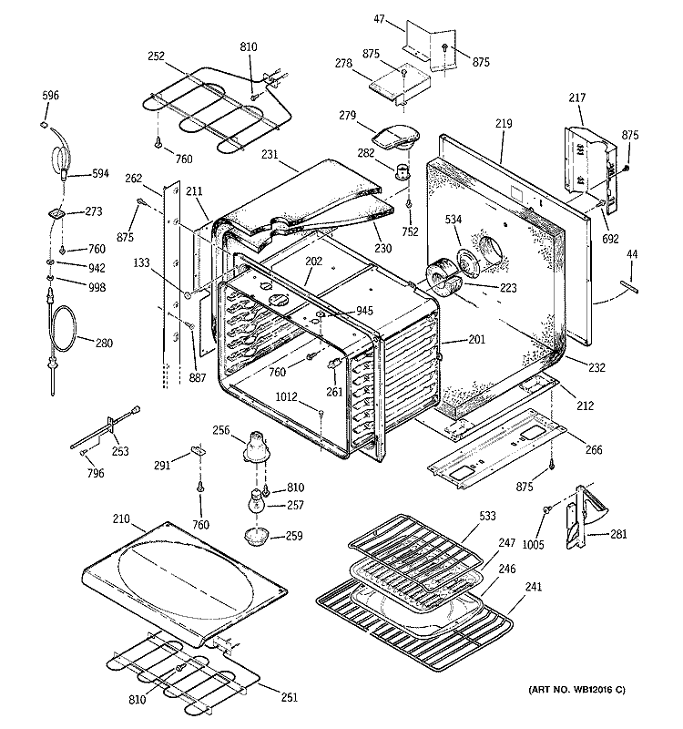 UPPER BODY Diagram and Parts List for JTP56AA4AA  General Electric Wall Oven