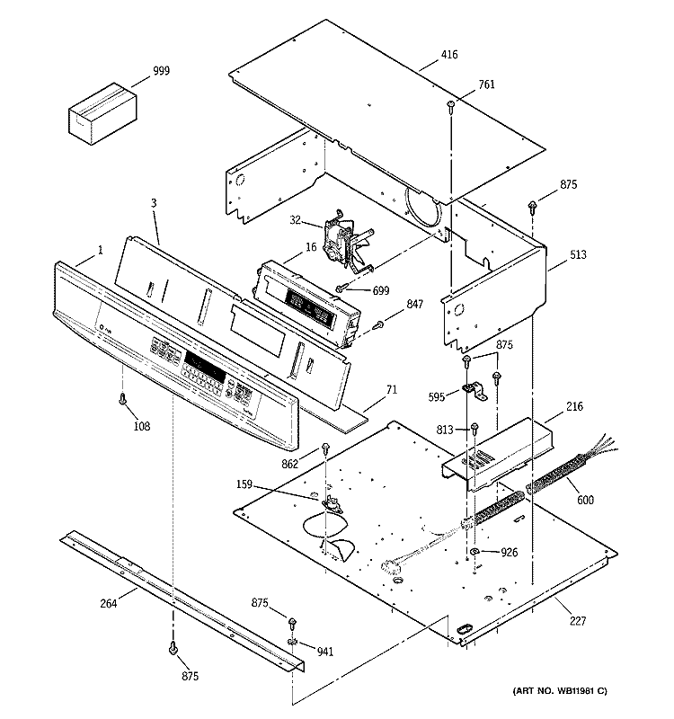 CONTROL PANEL Diagram and Parts List for JCTP18BA5BB  General Electric Wall Oven