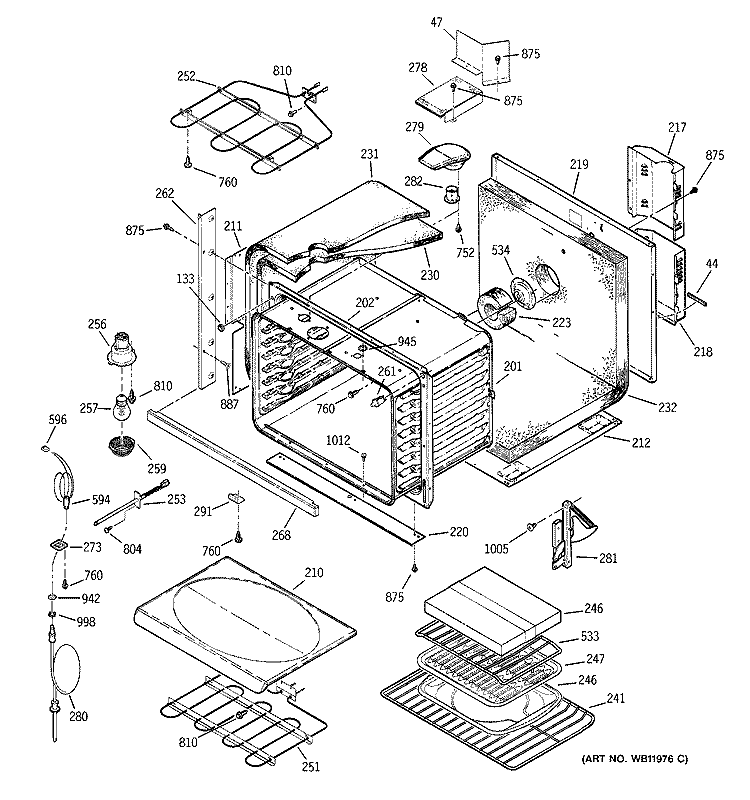 BODY PARTS Diagram and Parts List for JT910CA5CC  General Electric Wall Oven