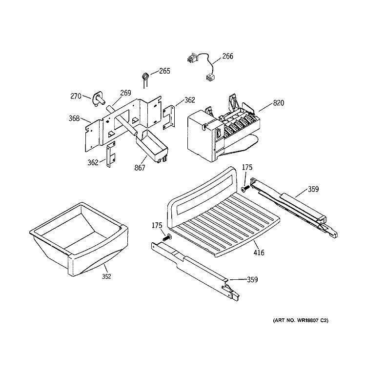 ICEMAKER Diagram and Parts List for PSS25MCMAWW  General Electric Refrigerator
