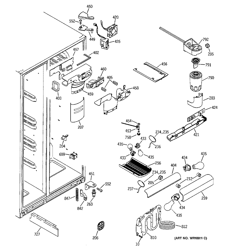 FRESH FOOD SECTION Diagram and Parts List for GSS25RGMACC  General Electric Refrigerator