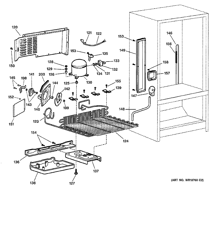 UNIT PARTS Diagram and Parts List for TCX18IADBRWW  General Electric Refrigerator