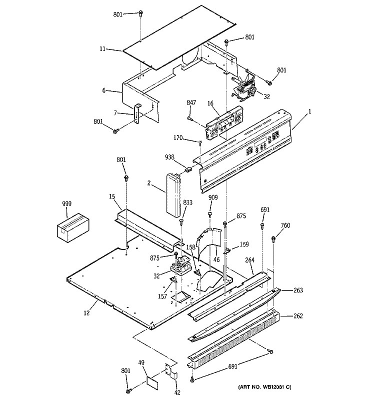 CONTROL PANEL Diagram and Parts List for JGRP17WEW4WW  General Electric Range