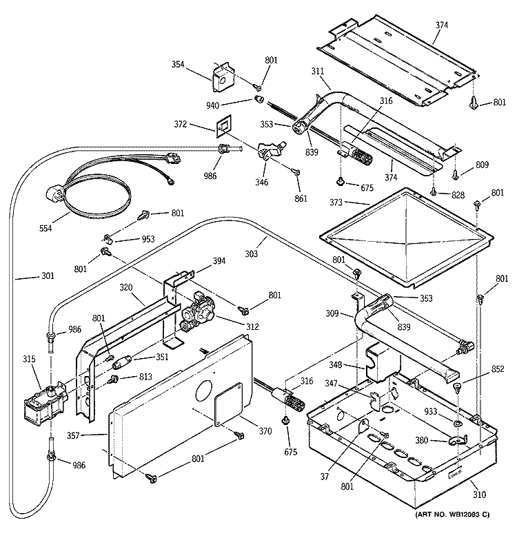 BURNER PARTS Diagram and Parts List for JGRP17WEW4WW  General Electric Range