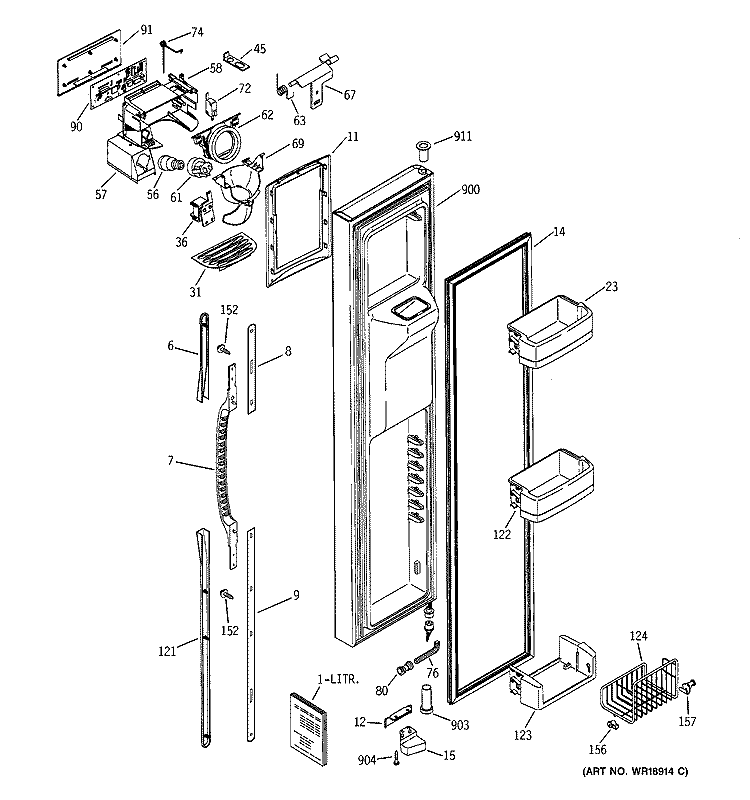 FREEZER DOOR Diagram and Parts List for GSS25PGMBBB  General Electric Refrigerator