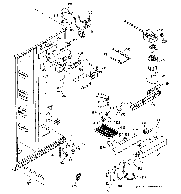 FRESH FOOD SECTION Diagram and Parts List for GSS25PGMBBB  General Electric Refrigerator
