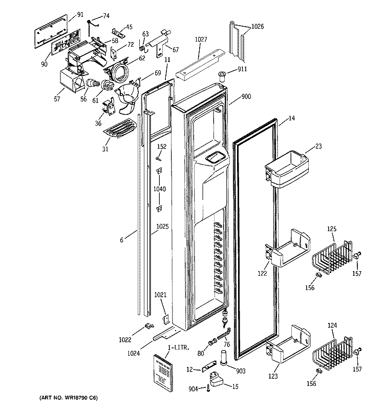 FREEZER DOOR Diagram and Parts List for PSI23NGMBBB  General Electric Refrigerator