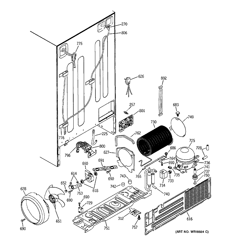 UNIT PARTS Diagram and Parts List for PSI23NGMBBB  General Electric Refrigerator