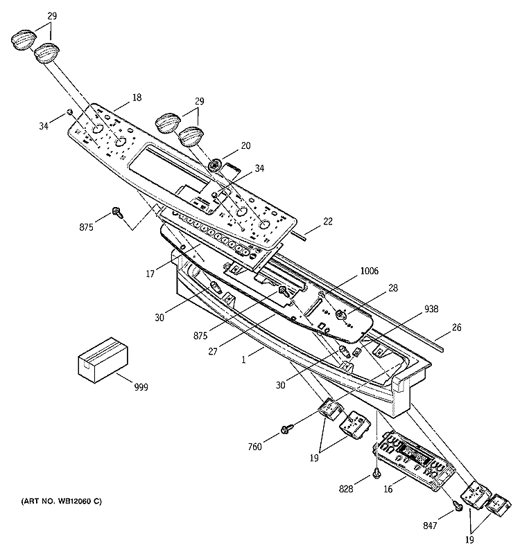 CONTROL PANEL Diagram and Parts List for JSP56CD2CC  General Electric Range