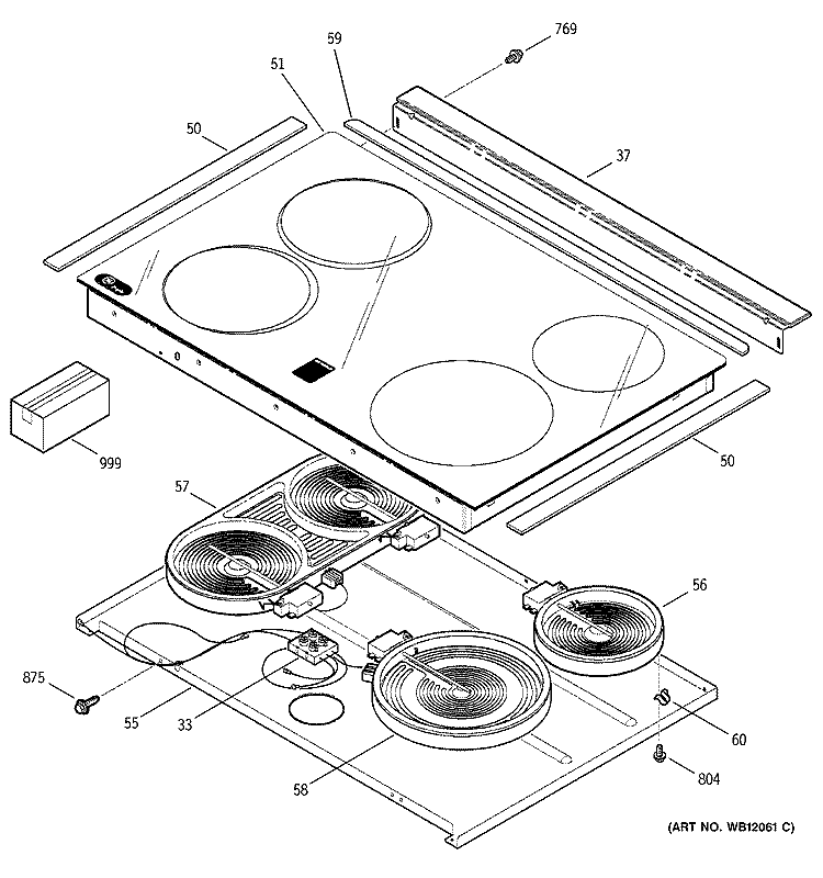 COOKTOP Diagram and Parts List for JSP56CD2CC  General Electric Range