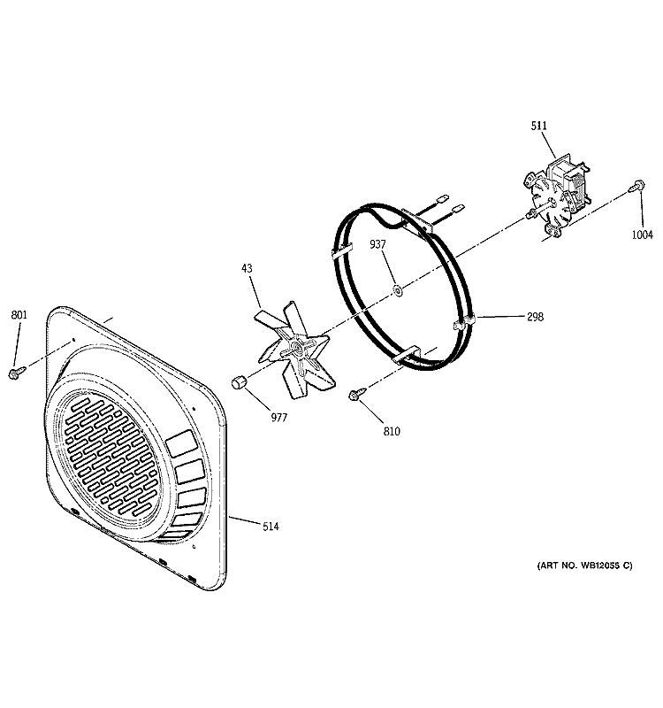 CONVECTION FAN Diagram and Parts List for JSP56CD2CC  General Electric Range