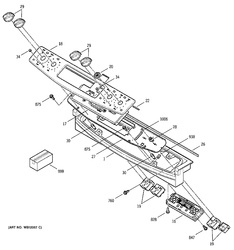 CONTROL PANEL Diagram and Parts List for JSP46CD2CC  General Electric Range