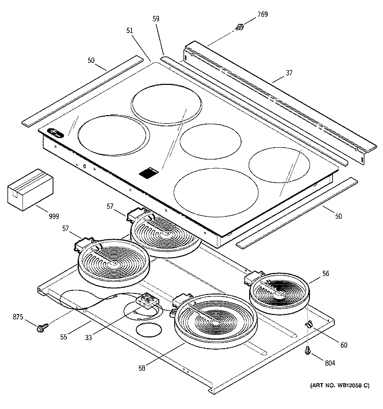 COOKTOP Diagram and Parts List for JSP46CD2CC  General Electric Range