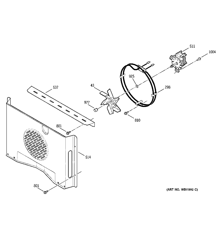 CONVECTION FAN Diagram and Parts List for JD966SD1SS  General Electric Range