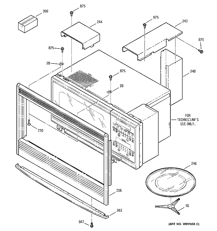 MICROWAVE ENCLOSURER Diagram and Parts List for JTP85BA4BB  General Electric Microwave Oven Combo