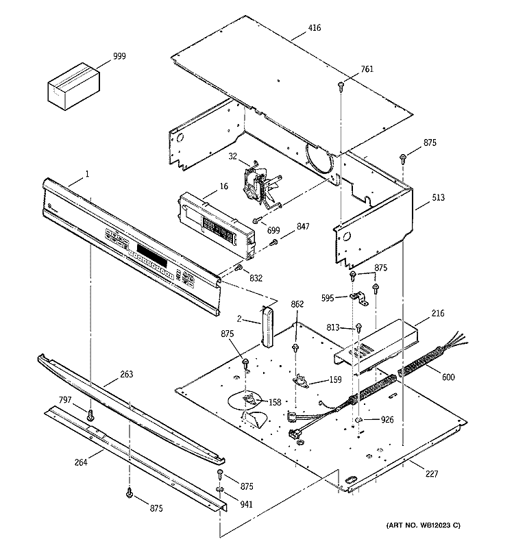 CONTROL PANEL Diagram and Parts List for ZET737WA5WW  General Electric Wall Oven