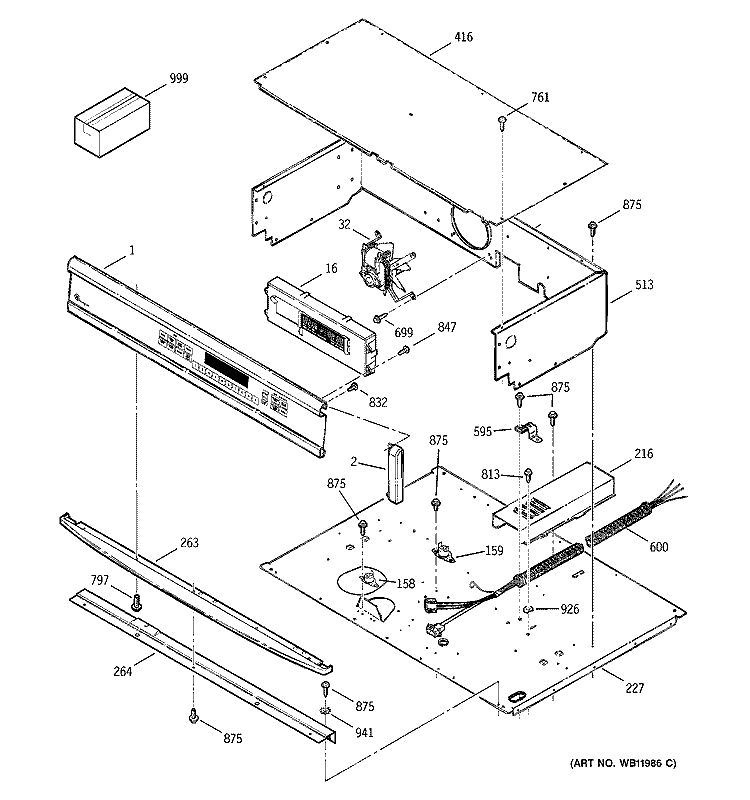 CONTROL PANEL Diagram and Parts List for ZET757WA4WW  General Electric Wall Oven