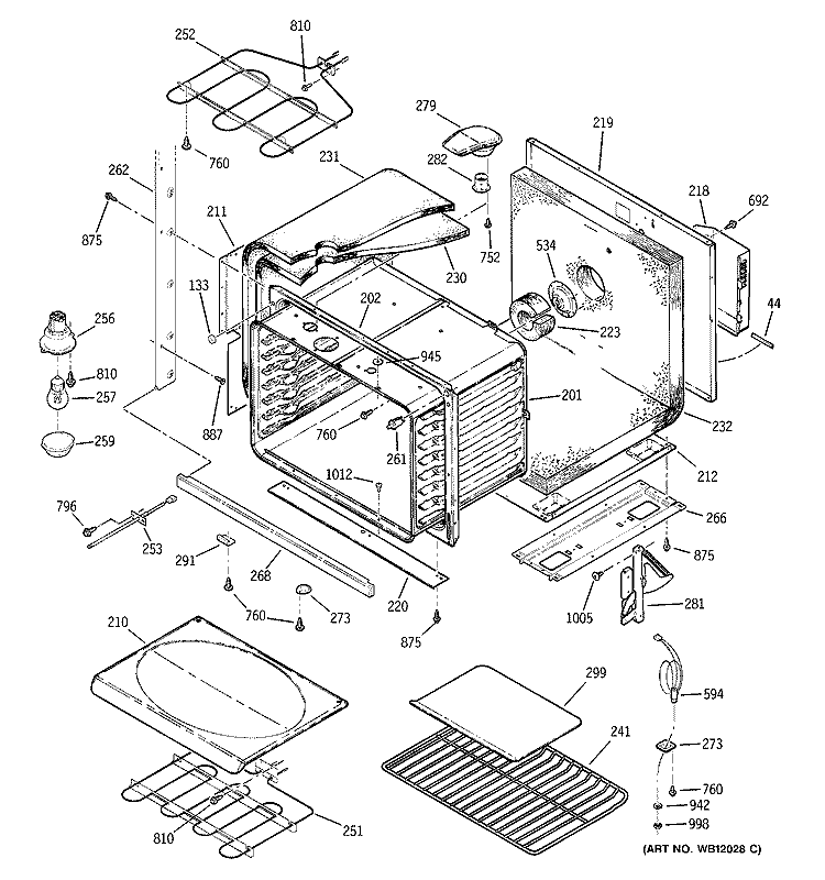 LOWER BODY Diagram and Parts List for ZET757BA5BB  General Electric Wall Oven