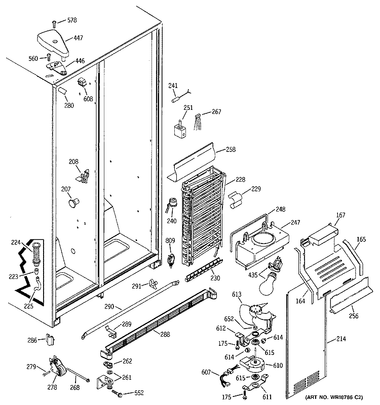FREEZER SECTION Diagram and Parts List for HSS22DDMBWH  Hotpoint Refrigerator