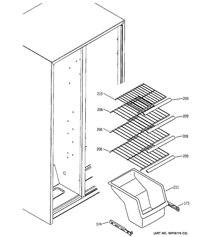 FREEZER SHELVES Diagram and Parts List for HSS22DDMBWH  Hotpoint Refrigerator
