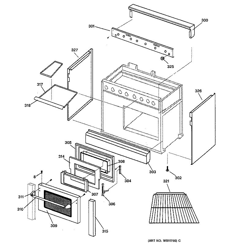 OUTER BODY Diagram and Parts List for ZDP36L6DSS  General Electric Range